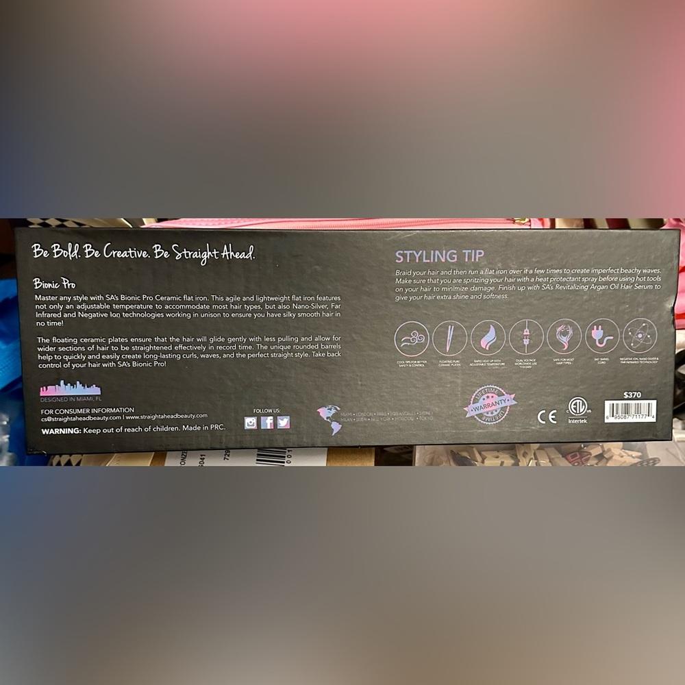 Straight Ahead (SA) Bionic Pro Gold Collection Hair Straightener NEW - Picture 3 of 5